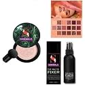 SUNISA BB And Full Coverage CC Cream Foundation For All Skin Types With Mushroom Head Air Cushion 20G And 1 The Matte Fixer With 1 Nude Eyeshadow Palatte- (Pack Of 3)