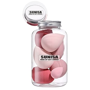 sunisa makeup sponge jar beauty blender with egg case soft sponge for liquid foundationcreams and powder multicolor pack of 7
