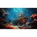 Sunken Pirate Ship Aquarium Background Under The Sea Pirate Shipwreck Fish Tank Background Underwater Ocean Seabed Coral Reef Terrarium Backgrounds Tropical Sea Aquarium Tank Backgrounds 48x18in