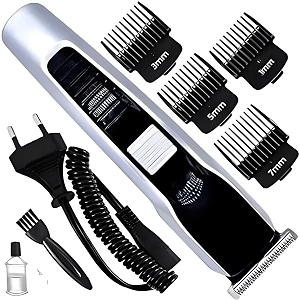 sunkissed mini shaving machine for men  rechargeable body amp beard groomer  120 min runtime  4 length settings  stainless steel blades  travel-friendly trimmer black silver