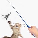 Sunkizzrs® Interactive Feather Toy Set - Activity Toys for Kittens - Wand to Exercise Cats - Stick Toy for Indoor Cats (1 Retractable Stick + 1 Feather)