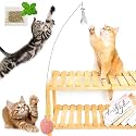 Sunkizzrs® Interactive Cat Feather Toy Set - Activity Toys for Kittens - Wand to Exercise Cats - Stick Toy for Indoor Persian Cats (Teaser+Feather+Scratching)