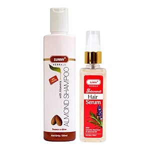 sunny almond amp aloe vera shampoo 150ml amp serum 100ml  nourishes hair prevents fall for stronger healthier hair  unisex all hair types