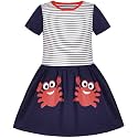 Sunny Fashion Girls Dress Colorful Striped Knitted Cotton Stretch School