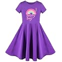 Sunny Fashion Girls Dress Colorful Striped Knitted Cotton Stretch School