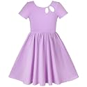 Sunny Fashion Girls Dress Colorful Striped Knitted Cotton Stretch School