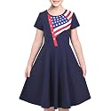 Sunny Fashion Girls Dress Colorful Striped Knitted Cotton Stretch School