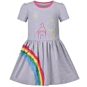 Sunny Fashion Girls Dress Colorful Striped Knitted Cotton Stretch School