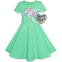 Sunny Fashion Girls Dress Colorful Striped Knitted Cotton Stretch School