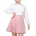 Sunny Fashion Girls Outfit Set 2 Piece White Shirt Black Pleated Skirt School