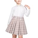 Sunny Fashion Girls Outfit Set 2 Piece White Shirt Black Pleated Skirt School