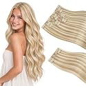 Sunny Hair Clip in Hair Extensions Real Human Hair Blonde 20 Inch 170g