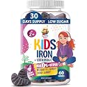 SUNNY SAM Iron Gummies for Kids &amp; Teens - 10mg Iron Vitamins with Vitamin C - Low-Sugar Chewable Gummy Supplement for Immune Support, Supports Red Blood Cell Production for Children &amp; Teen Girls