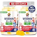 SUNNY SAM Sugar-Free Vitamin D3 K2 Gummies 5000 IU - Immune & Bone Support - Vitamin D Gummy Supplement for Adults - High-Absorption, Vegan, Halal, Gluten-Free Chewable Vitamins - 120 Count