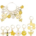 SUNNYCLUE 1 Box 12Pcs Bee Charms Knitting Stitch Markers Cute Removable Clip on Bracelets Charm Daisy Flowers Charms Lobster Claw Clasps Crochet Stitch Markers for DIY Knitting and Crocheting Sewing