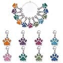 SUNNYCLUE 1 Box 16Pcs Knitting Stitch Markers Cute Pet Paw Dog Cat Paws Enamel Charms Lobster Clasp Charms Removable Locking Crochet Pendants for Sewing Weaving DIY Zipper Pull Decoration