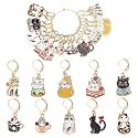 SUNNYCLUE 1 Box 20Pcs 10 Style Locking Stitch Marker Cute Stitch Markers Cat Pet Animal Leverback Knitting Charms Knitting Tools for Weaving Sewing Needleworks Women Adults DIY Crafts