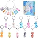 SUNNYCLUE 1 Box 20Pcs Knitting Stitch Markers Polymer Clay Flower Beads Cute Charms Removable Locking Crochet Marker Clip on Crocheting Charms for Sewing Weaving Knitting Yarns DIY Craft Supplies