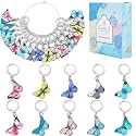 SUNNYCLUE 1 Box 20Pcs Stitch Markers Cute Butterfly Lobster Clasp Charms Crochet Stitch Marker Removable Knitting Stitch Markers Metal Crocheting Markers for Sewing Weaving Knit Threading DIY Craft