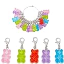 SUNNYCLUE 1 Box 30Pcs Stitch Markers Knitting Bear Stitch Marker Charms Knitting Markers Charm Cute Leverback Locking Stitch Marker for Knitting Weaving Sewing Needleworks Women DIY Crafts Gift