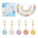 SUNNYCLUE 1 Box 30Pcs Stitch Markers Crochet Stitch Marker Daisy Flower Charms Pearl Beads Zipper Pull Clip On Removable Lobster Claw Clasp Charm Locking Knitting Markers for Weaving Sewing Quilting