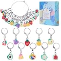 SUNNYCLUE 1 Box 40Pcs Stitch Markers Locking Crocheting Markers Knitting Fruit Polymer Clay Beads Removable Clip on Charm Leverback Clasps Crochet Stitch Marker for Yarns Knit Crocheting Sewing Adult