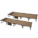 SUNNYFEEL Portable Folding Camping Cot Lightweight, Outdoor Sleeping Cots with Pillow, Easy Set up and with Load-Resistant Support 300 LBS for Travel Camp Beach Vacation Khaki 2PC