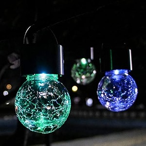 sunnypark color changing solar light outdoor christmas decoration crackle glass hanging lanterns outdoor decorative garden lights 4 pack