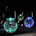 SunnyPark Color Changing Solar Light, Outdoor Christmas Decoration Crackle Glass Hanging Lanterns Outdoor Decorative Garden Lights 4 Pack