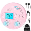 Sunoony Portable Pink Bluetooth CD Player with FM Transmitter & Headphones