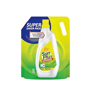 sunplus liquid detergent  2l pouch matic laundry liquid for clothes 40 washes easy stain remover active fresh technology safe on skin hot amp cold water use fabric care