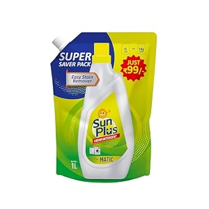 sunplus liquid detergent  2l pouch matic laundry liquid for clothes 40 washes easy stain remover active fresh technology safe on skin hot amp cold water use fabric care