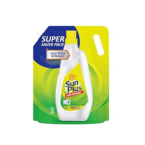 sunplus liquid detergent  2l pouch matic laundry liquid for clothes 40 washes easy stain remover active fresh technology safe on skin hot amp cold water use fabric care