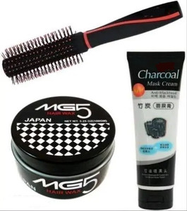 sunpuff mens grooming combo  hair brush mg5 hair wax and charcoal mask cream 3 items in the set