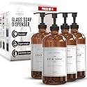 Sunrise Premium Amber Glass Soap Dispenser with Pump, 4 Pack