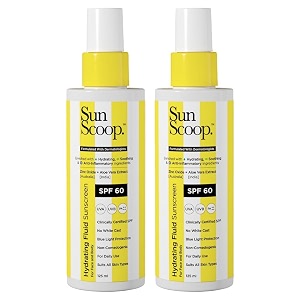 hydrating fluid sunscreen for face and body spf 60 pa broad spectrum in-vivo tested cooling sensation for face amp body absorbs quickly no white cast for all skin types 125ml-pack of 2
