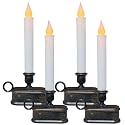 SUNSGNE Battery Operated Window Candles, Flameless Window Candles with Sensor Dusk to Dawn for Holiday Home Table Christmas Decor, 4 Pack, Antique Bronze Base