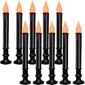 SUNSGNE Battery Operated Window Candles, Flameless Window Candles with Auto Timer for Holiday Home Table Halloween Decor, 10 Pack, Black Base