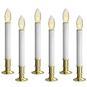 SUNSGNE Battery Operated Window Candles, Flameless Window Candles for Holiday Home Table Christmas Decor, C26 3V LED Ultra-Bright Bulbs, 6 Pack, Gold Base