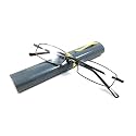 Sunshades Bhavya Optic® Reading Glasses Grey Metal Frame Pen Style Case with Cleaning Cloth (+1.00,+1.25,+1.50,+1.75,+2.00,+2.25,+2.50,+2.75,+3.00)