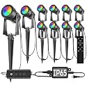 SUNTHIN 10 Pack Outdoor RGBW Landscape Lights, Color Changing Spot Uplights