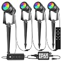 SUNTHIN 4 Pack Outdoor RGBW Landscape Lights, Color Changing Spot Uplights