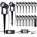 SUNTHIN Outdoor RGBW Landscape Lighting with Remote, Dusk to Dawn, 16 Pack
