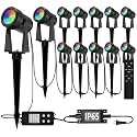 SUNTHIN Outdoor RGBW Landscape Lighting with Remote, Dusk to Dawn, 12 Pack
