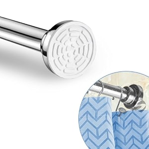 sunvibe 85cm to 140cm extendable shower curtain tension rod non-drilling anti-skid spring pull rod - stainless steel silver 1 piece