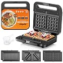 3 in 1 Electric Sandwich Maker with Removable Nonstick Plates - 1000W,Black