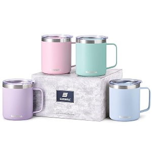 sunwill travel coffee mug set of 4 14 oz insulated stainless steel