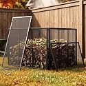SUNYRISY Large Metal Compost Bin Outdoor with Lid, 166 Gallon Black