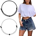 SUOSDEY 2pcs Crop Top Tuck Band Women Adjustable Crop Top Band Elastic Stretch Waist Belt for Tucking Shirt Sweater