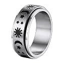 Supcare Men Women Fidget Ring,Nordic/Celtic/Moon Star Spinner Ring Jewelry Custom Name Ring Gifts for Christmas,Size 7-14 (with Jewelry Gift Box)
